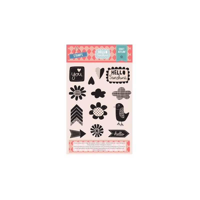 Sortido de Carimbos Silicone Hello Sunshine (13 unds.) by Craft Asylum