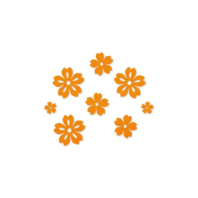 Sticker felt blooms assorted orange ø 17 / 32 / 43