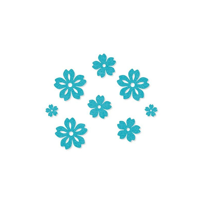 Sticker felt blooms assorted turquoise ø 17 / 32 /