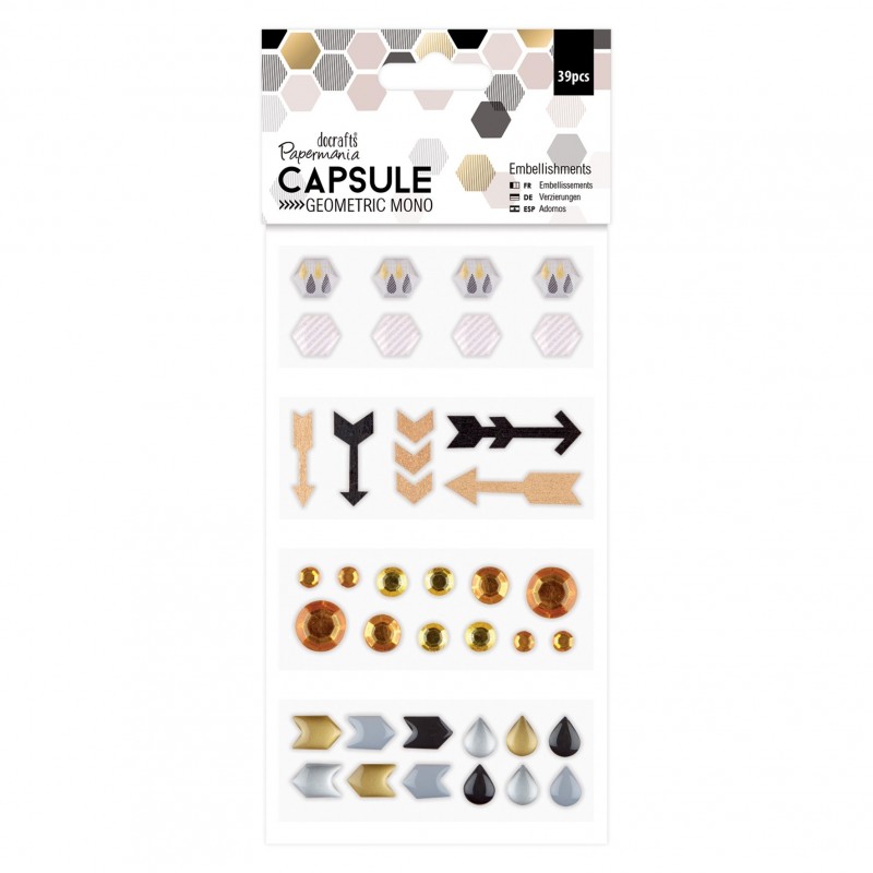 Embellishments (39pcs) Capsule Geometric Mono by Papermania
