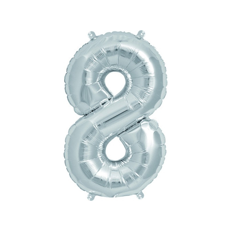 Foil Balloon Silver Number 8 by Rico Design