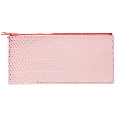 Pencil Case w/ Strips Pink & Gold