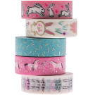 Set of 5 Decorated Washi Tape Bunnies