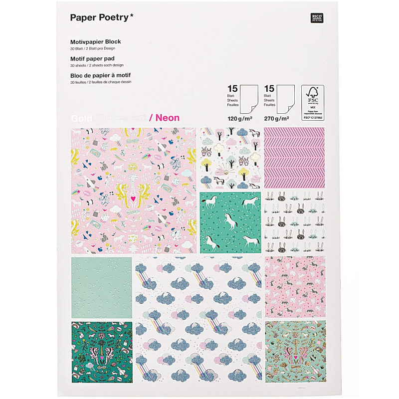 Bloc c/ 30 Cartones Decoradas Wonderland