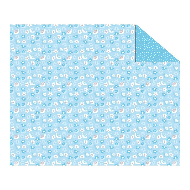 Double Sided Cardboard (19 1/2" x 26 4/5") Blue Flowers and Dots