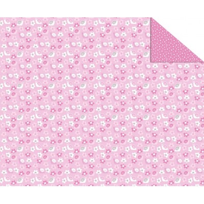 Double Sided Cardboard (19 1/2" x 26 4/5") Pink Flowers and Dots