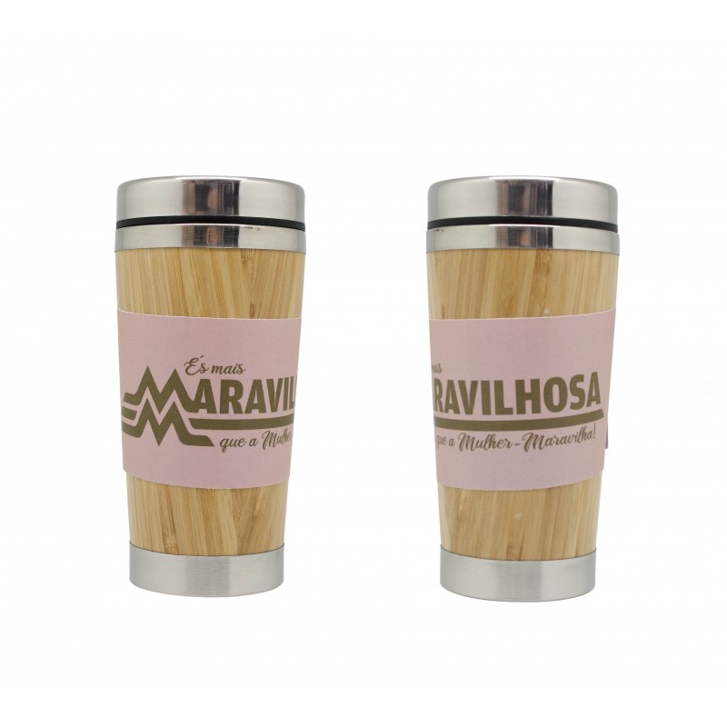 Copo Take Away Bambu c/ Tira Personalizada Removível