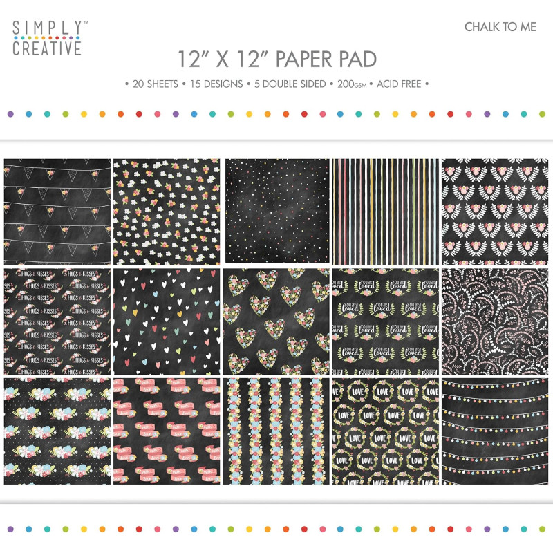 Sortido Papel Scrap 15x15cm Chalk to Me by Simply Creative