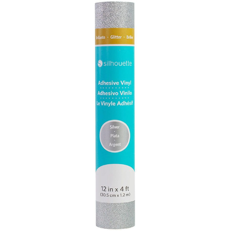 Glitter Vinyl w/ Permanent Adhesive - Silver